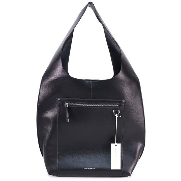 Ideal of Sweden Frankie Boho Shoulder Bag - Smooth Black Vegan Leather - NWT - Picture 1 of 8